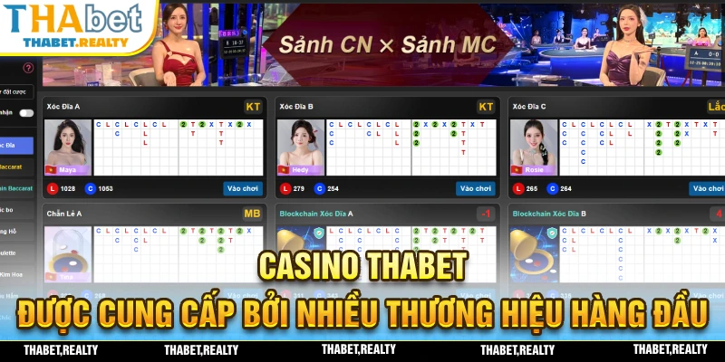 Casino THABET được cung cấp bởi nhiều thương hiệu đẳng cấp quốc tế