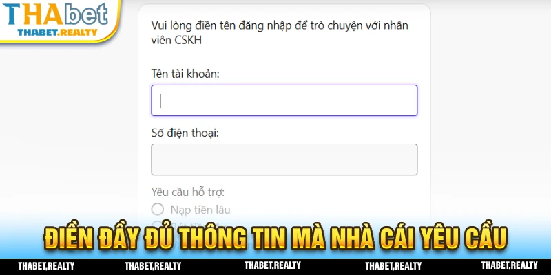 Liên hệ THABET thông qua chatbox yêu cầu bạn phải đăng nhập tài khoản