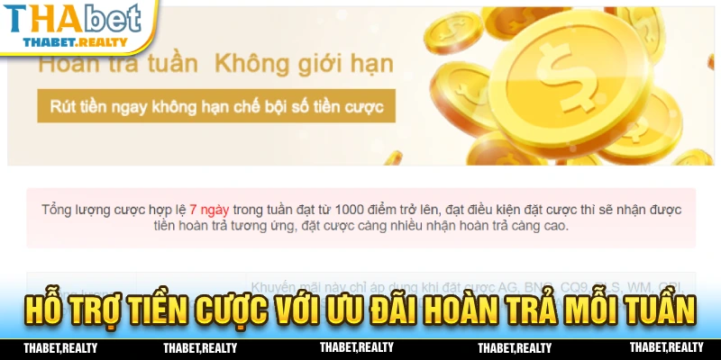 Tham gia cá cược nhận hoàn trả mỗi tuần đầy giá trị